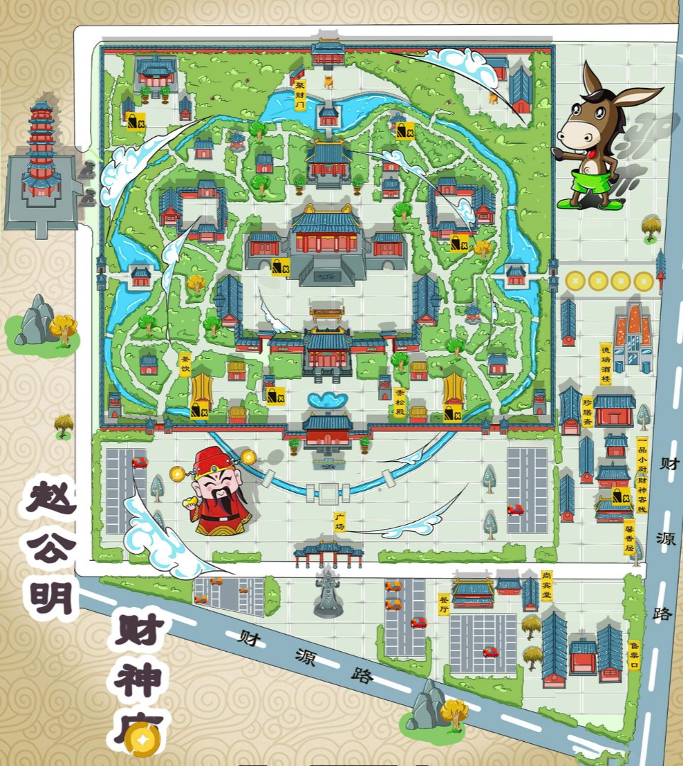 太子河寺庙类手绘地图
